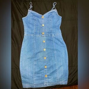 Blue denim pencil dress